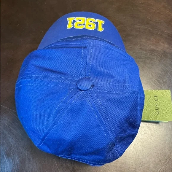New Gucci GG Logo Blue Yellow Baseball Hat Size L - Picture 8 of 13